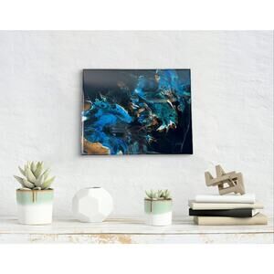 Original 'Flowers" Resin Abstract Acrylic Art Painting on Canvas 11" X 14"